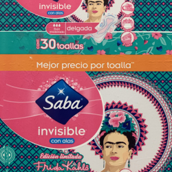Saba Invisible con Alas Edición Limitada Frida Kahlo Pads Wrapper printed by Folmex SA de CV