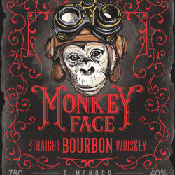 Monkey Face Straight Bourbon Whiskey Label printed by Labeltronix