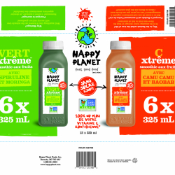 Happy Planet VERT xtrême C xtrême Smoothie aux Fruits Variety Box  printed by Packaging Technologies Inc