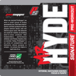 ProSupps Mr. Hyde Blue Razz Pre-Workout Dietary Supplement Label